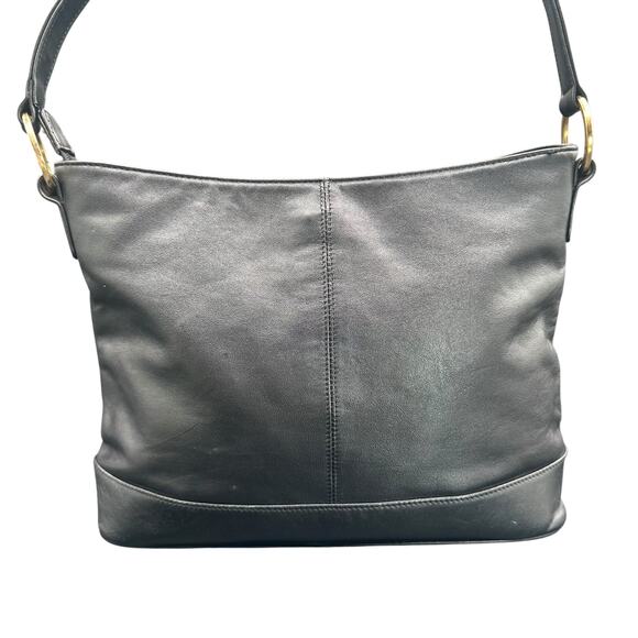 Giani Bernini Black Leather Shoulder Bag Gold Hardware Classic Hobo Purse - Picture 2 of 12